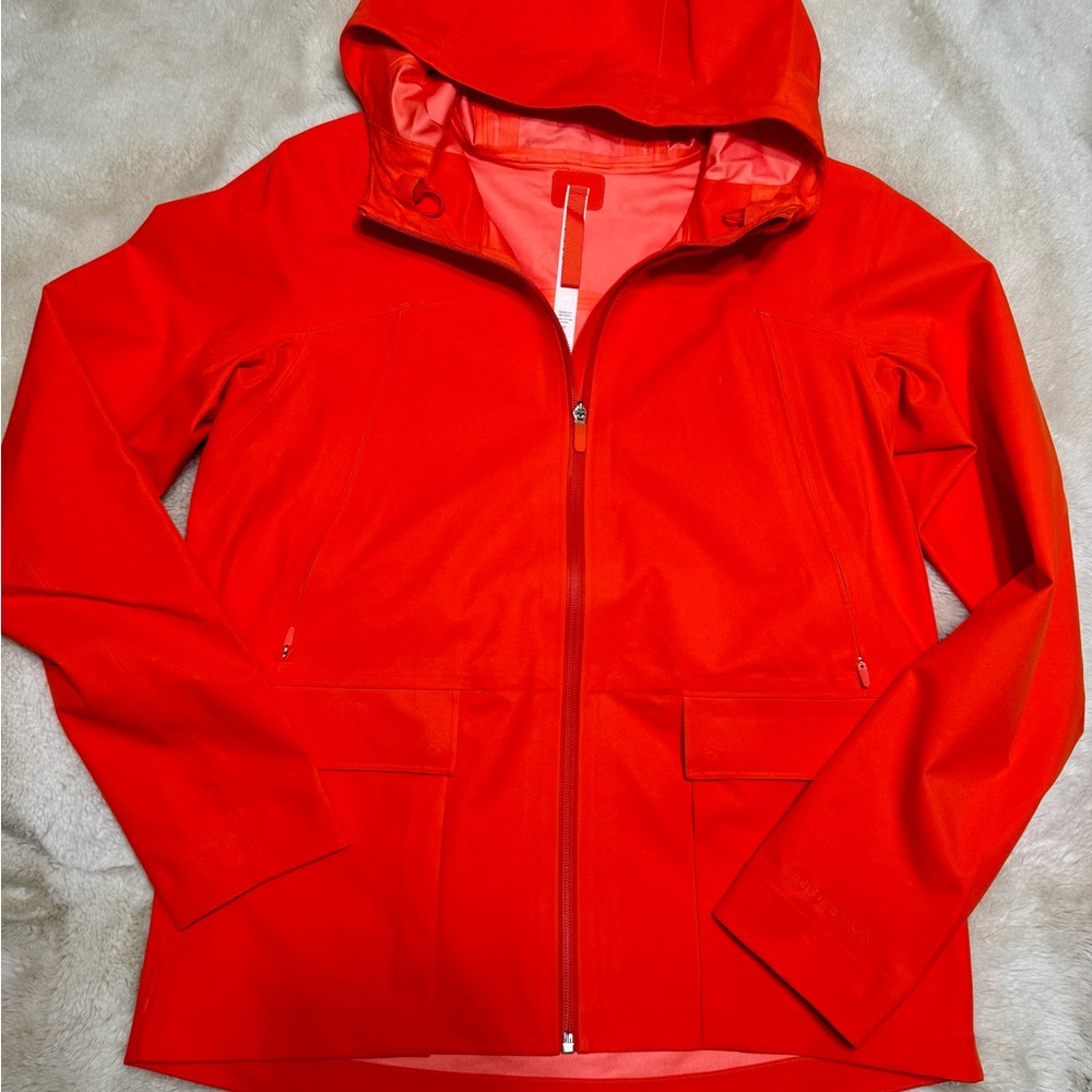 Lululemon Athletica Orange Rain Jacket with Hood